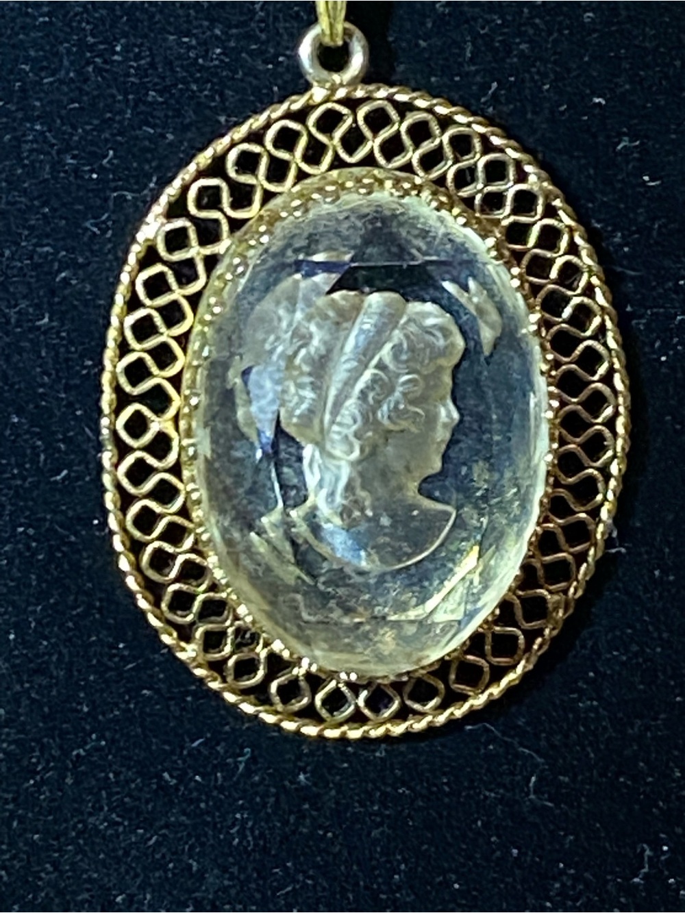 Whiting & Davis Gold-Tone Cameo Pendant Necklace